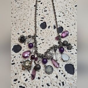 AEO American Eagle Outfitter, Chunky Necklace Purple And Silver Faux Jewelry
